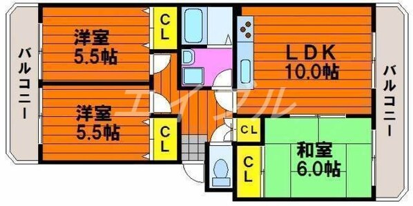 ドミール福島Ｂの物件間取画像